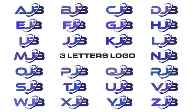 3 letters modern swoosh logo AJB, BJB, CJB, DJB, EJB, FJB, GJB, HJB, IJB, JJB, KJB, LJB, MJB, NJB, OJB, PJB, QJB, RJB, SJB, TJB, UJB, VJB, WJB, XJB, YJB, ZJB