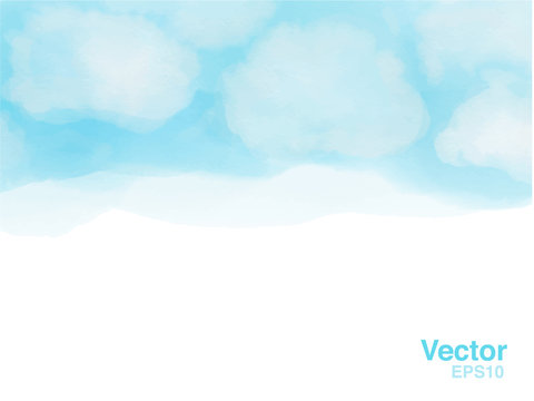 Vector of Blue sky with cloud watercolour paint style ,copy spac