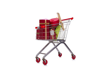 Shopping cart trolley isolated on the white background