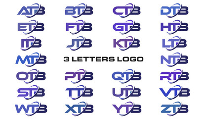 3 letters modern swoosh logo ATB, BTB, CTB, DTB, ETB, FTB, GTB, HTB, ITB, JTB, KTB, LTB, MTB, NTB, OTB, PTB, QTB, RTB, STB, TTB, UTB, VTB, WTB, XTB, YTB, ZTB