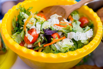 Rustic salad in bowl