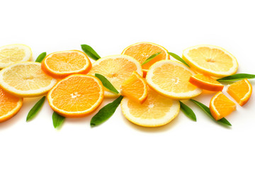 Fototapeta na wymiar Citrus fruits. Citrus fruits with green leaves. Citrus fruits is