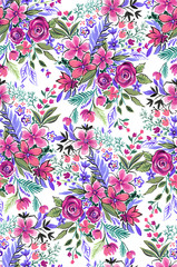 seamless ditsy floral pattern with bright flowers.