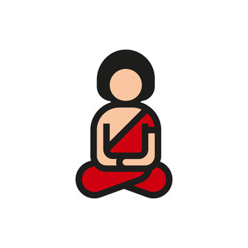 A man meditating in lotus pose icon