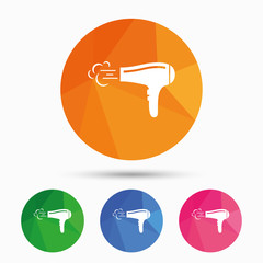 Hairdryer sign icon. Hair drying symbol.