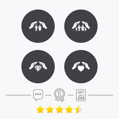 Hands insurance icons. Family life-assurance.