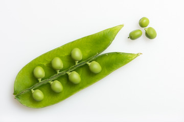 sweet pea isolated on white, close up, overhead view