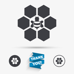 Fototapeta premium Honeycomb sign icon. Honey cells symbol.