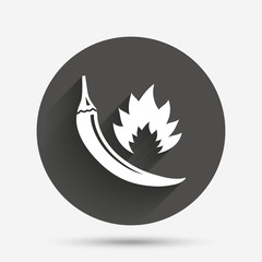 Hot chili pepper sign icon. Spicy food symbol.
