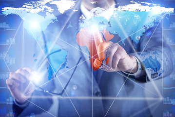 Young businessman in global business concept