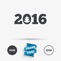 Happy new year 2016 sign icon. Calendar date.