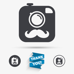 Hipster photo camera sign icon. Retro camera.