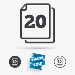 In pack 20 sheets sign icon. 20 papers symbol.