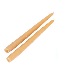 Pure handmade natural organic beeswax candles on white background