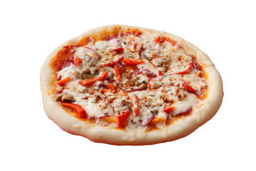 tasty Italian pizza with cheese and salami