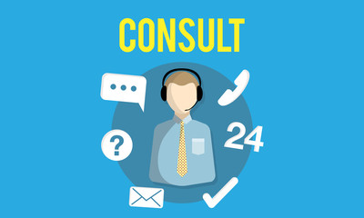 Ask us Buy Online COnsult Contact us Customer Support Concept