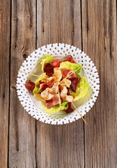 Chicken skewers with bacon