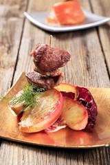 Roasted meat and apple
