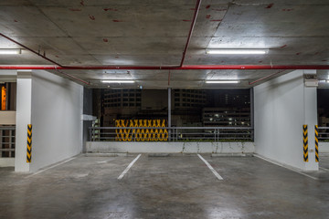 Parking garage interior neon lights