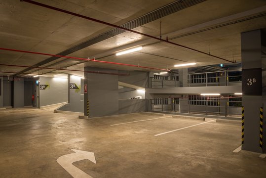 Parking garage in building