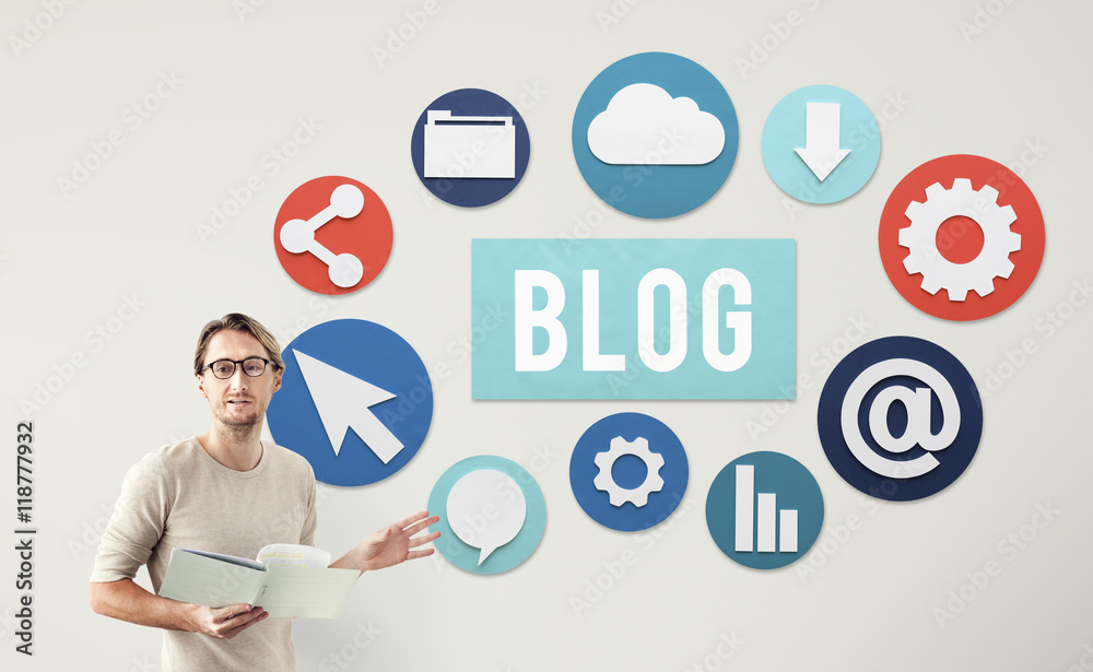 Wall mural blog blogging content website online concept