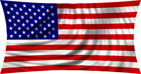 Obraz premium Flag of USA waving in wind isolated on white