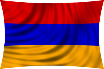 Naklejka premium Flag of Armenia waving in wind isolated on white