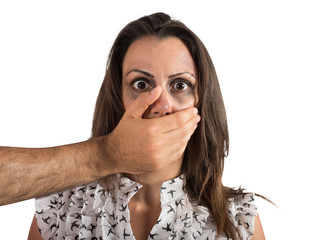 Woman terrified by the violence