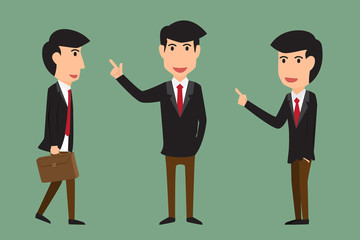 Cartoon business man in various pose. vector illustration.