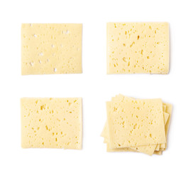 Pile of cheese slices isolated