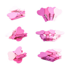 Heart shaped wooden peg isolated