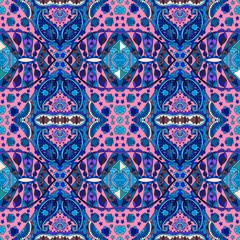 Oriental seamless pattern with flowers and paisley ornament. Vector illustration.