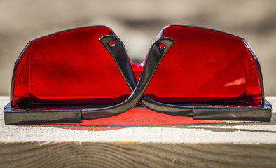 Red industrial sunglasses