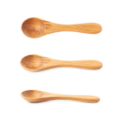 Wooden serving spoon isolated