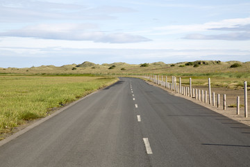 Fototapeta na wymiar Open Road, Lindisfarne; Holy Island; Northumberland