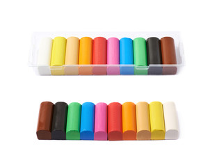 Sticks of colorful plasticine isolated