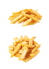 Pile of french fried potato slices isolated