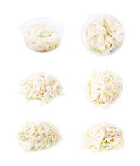 Pile of creamy coleslaw salad isolated - obrazy, fototapety, plakaty