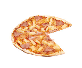 Hawaiian pizza composition isolated