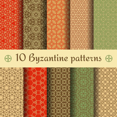 Byzantine seamless patterns set. Vector illustration. - obrazy, fototapety, plakaty