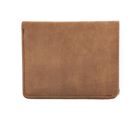 Flat leather wallet isolated