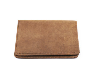Flat leather wallet isolated