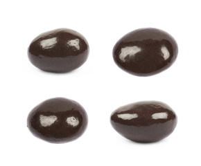 Chocolate coated almond nut isolated