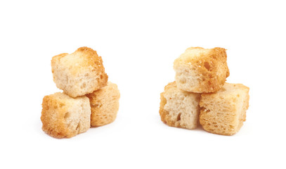 Pile of garlic croutons isolated
