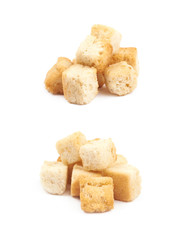 Pile of garlic croutons isolated