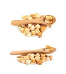 Pile of garlic croutons isolated