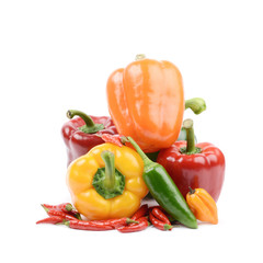Pile of peppers isolated