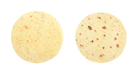 Flour tortilla flatbread isolated