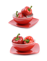 Red bell peppers composition isolated