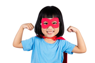 Asian Little Chinese Girl Wearing Super Hero Costume